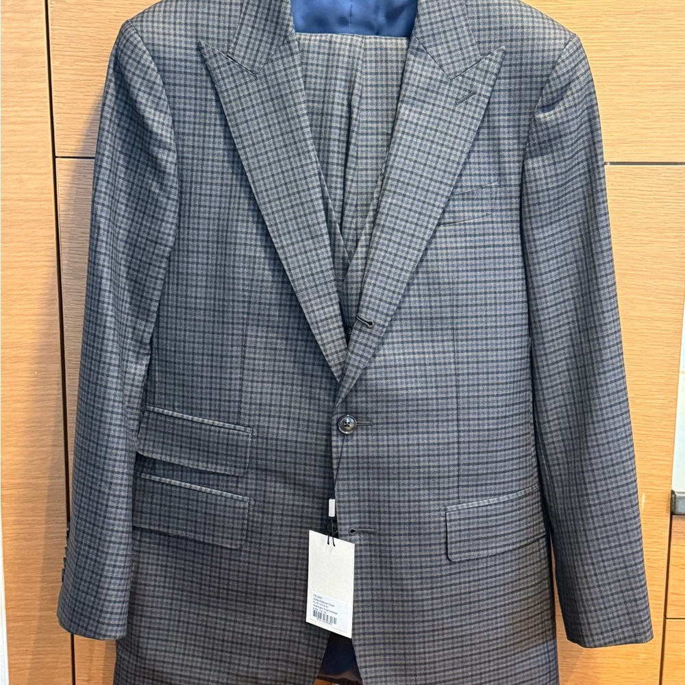 Suitsupply Blue-Gray Glen Plaid Wool Blazer